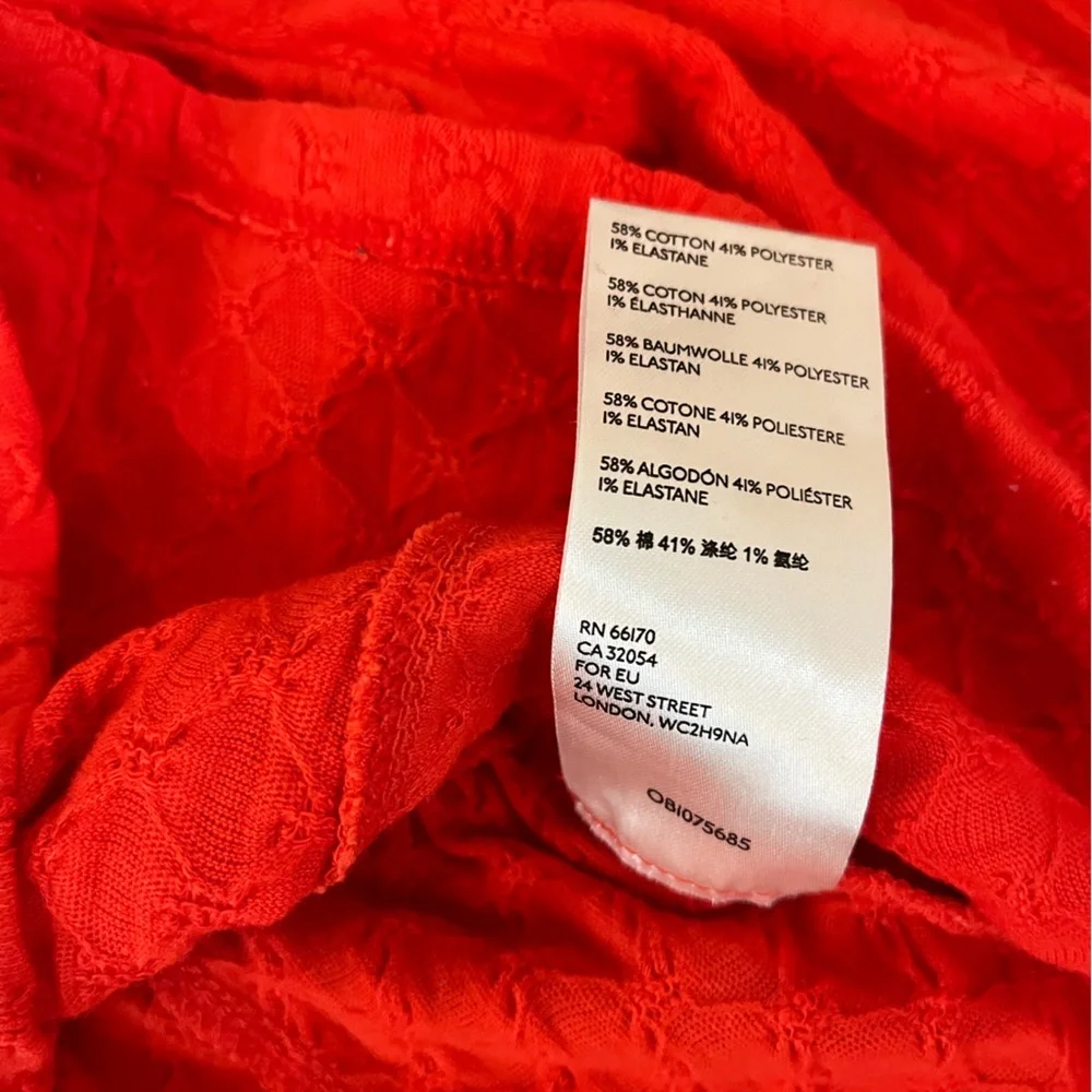 Free People Red Long Sleeve Button-Front Crop Top